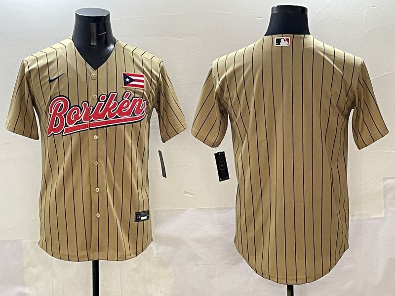 Men Puerto Rico Blank Brown Stripe Joint Name 2025 Nike MLB Jersey style 1